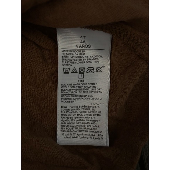 Old Navy Girls Brown Ribbed Star Print Long Sleeve Dress Size 4T - Picture 3 of 4